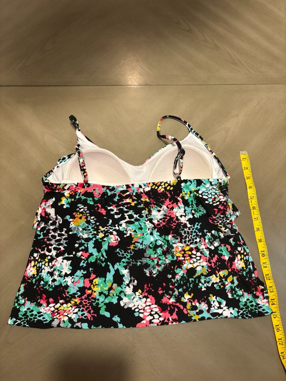 Multicolor Abstract Floral Tiered Tankini Swimsuit Top - Picture 3 of 4